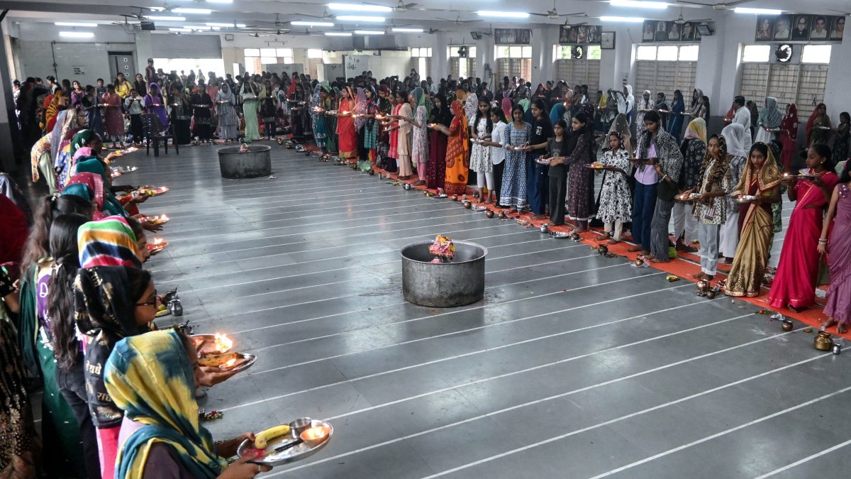 Girls perform Jaya Parvati Vrat rituals in Ahmedabad