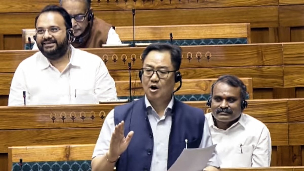 Kiren Rijiju addresses Lok Sabha during Monsoon session