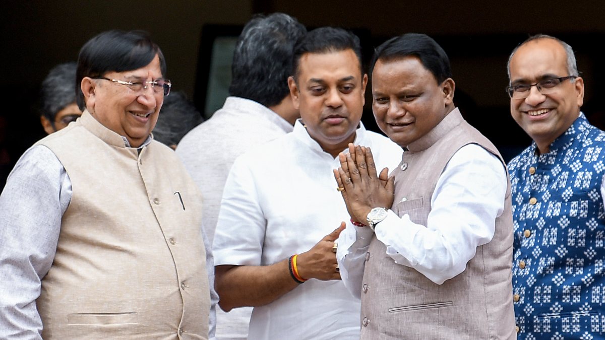 Odisha CM Majhi, BJP MP Patra at Parliament during Monsoon Session