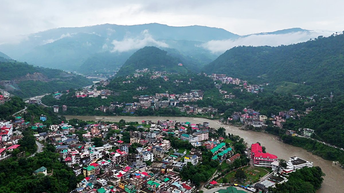 Drone view captures Gurudwara Shri Govind Singh in Mandi