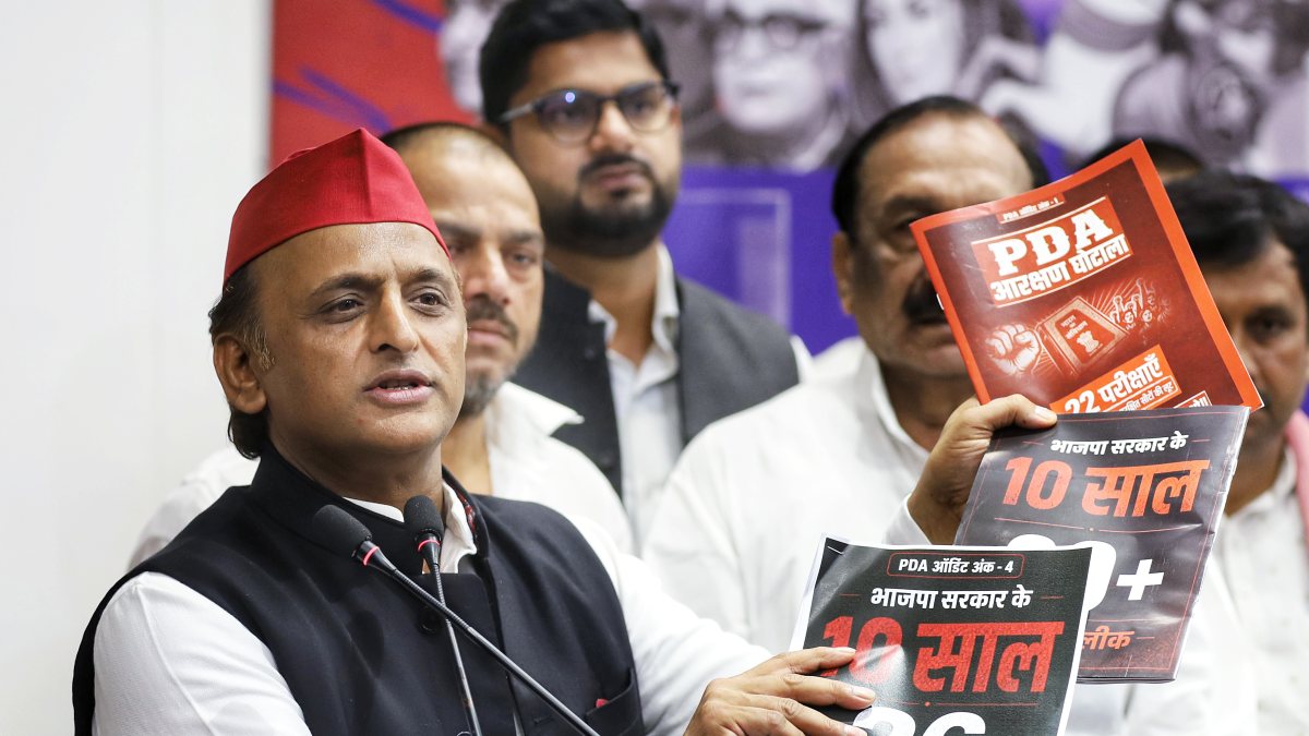 Akhilesh Yadav addresses press conference in Lucknow
