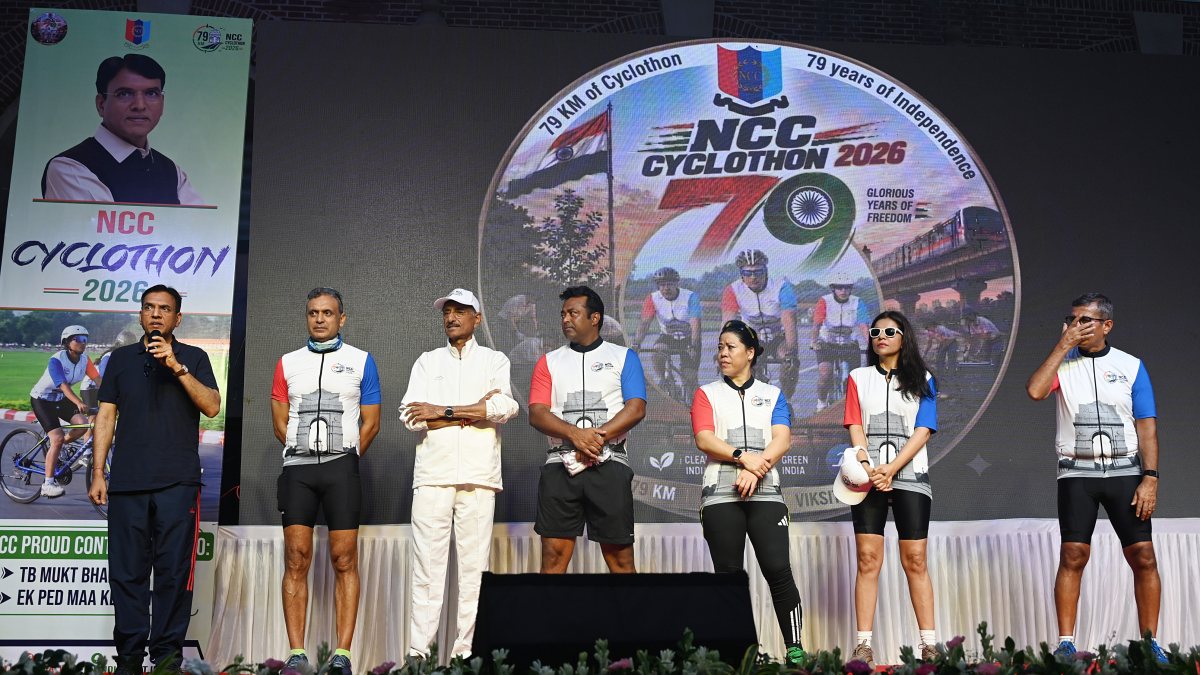 NCC Cyclothon 2026 flagged off at Major Dhyan Chand Stadium