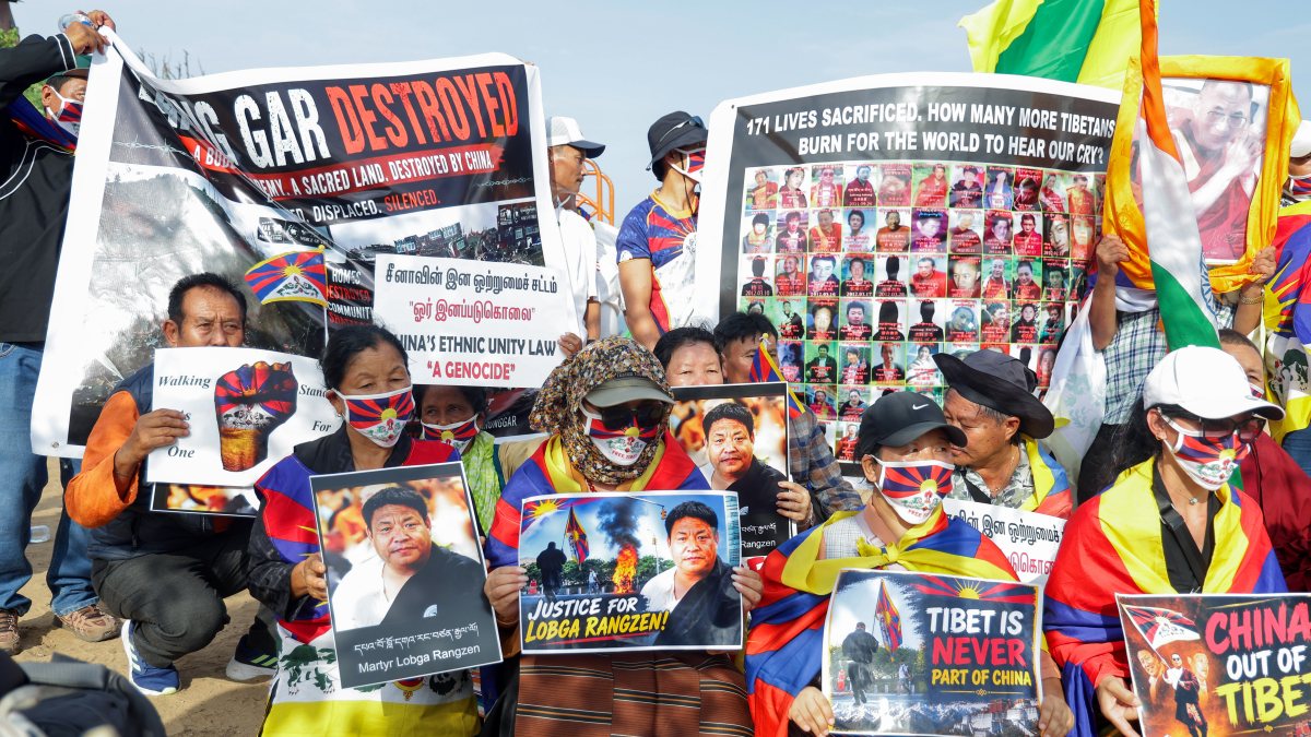 Tibetan community protests China's law in Chennai