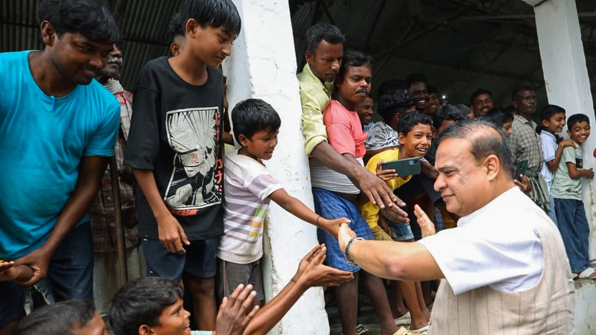 Assam CM visits flood-hit Sivasagar village, meets affected families