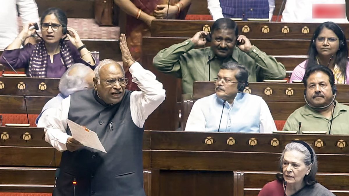 Kharge speaks in Rajya Sabha during Monsoon session