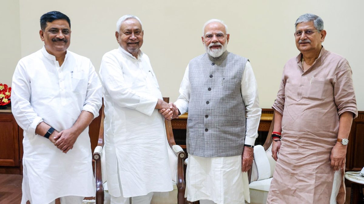 Nitish Kumar meets PM Modi at Parliament House