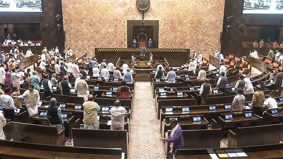 Rajya Sabha Chairman arrives as MPs stand during Monsoon Session