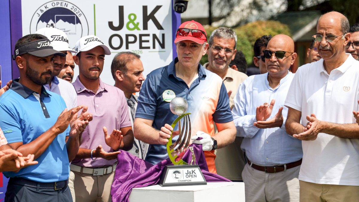Omar Abdullah unveils trophy at J&K Open 2026 in Srinagar