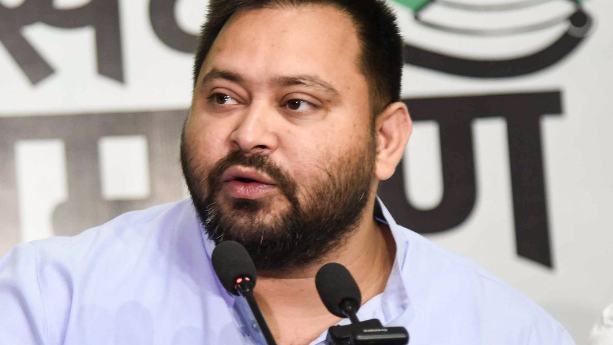 Tejashwi Yadav addresses press conference in Patna