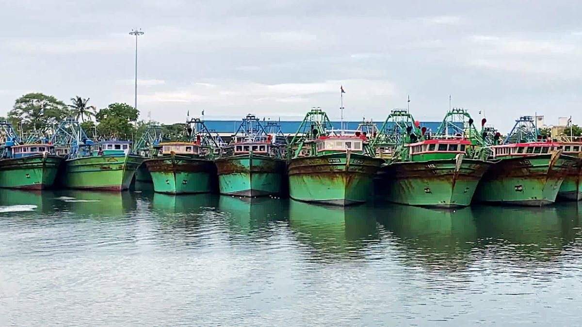 Fishing boats line Thoothukudi harbour during annual feast