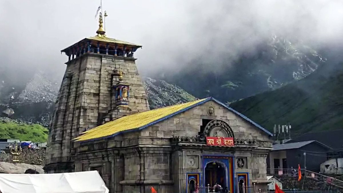 Clouds hover over Kedarnath Temple during Shravan month