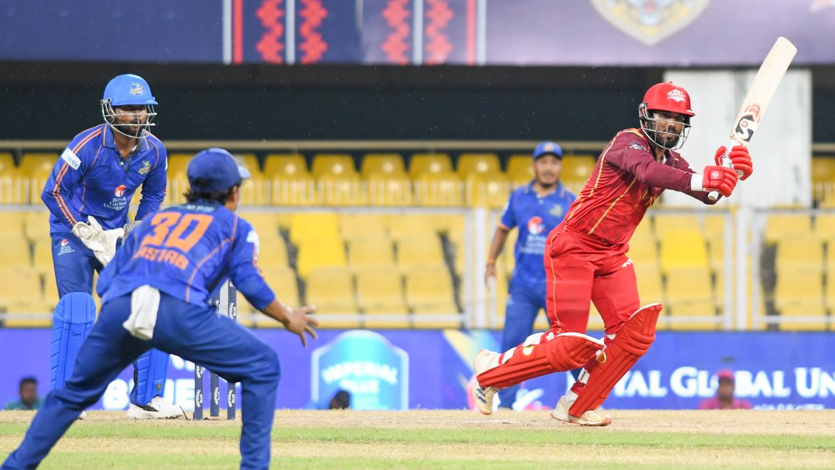 Barak Legends skipper Sibsankar Roy plays shot in Assam Premier League