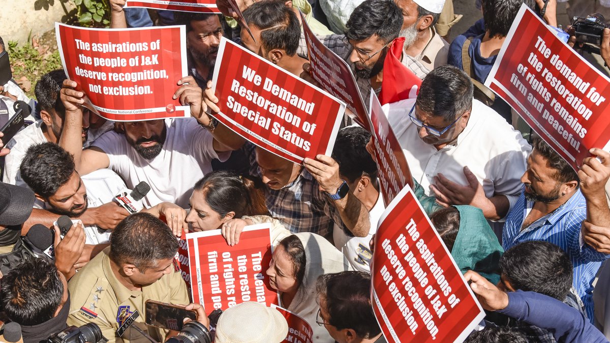 Protest marks Article 370 abrogation anniversary in Srinagar