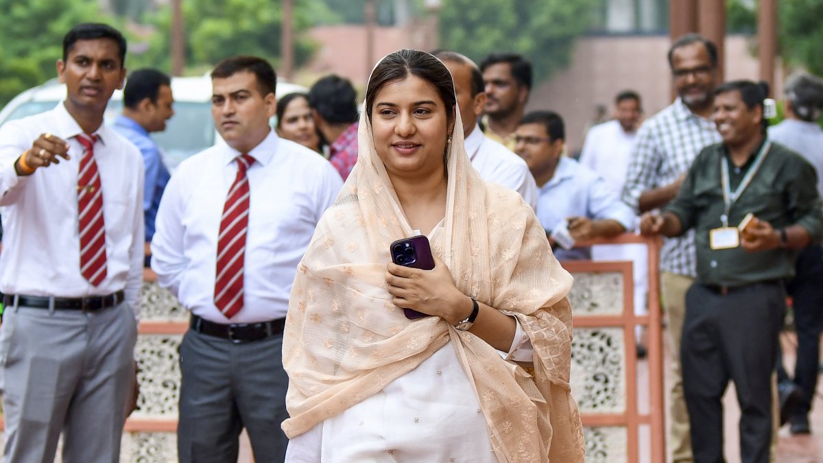 Samajwadi Party MP Iqra Choudhary arrives at Parliament for Monsoon Session