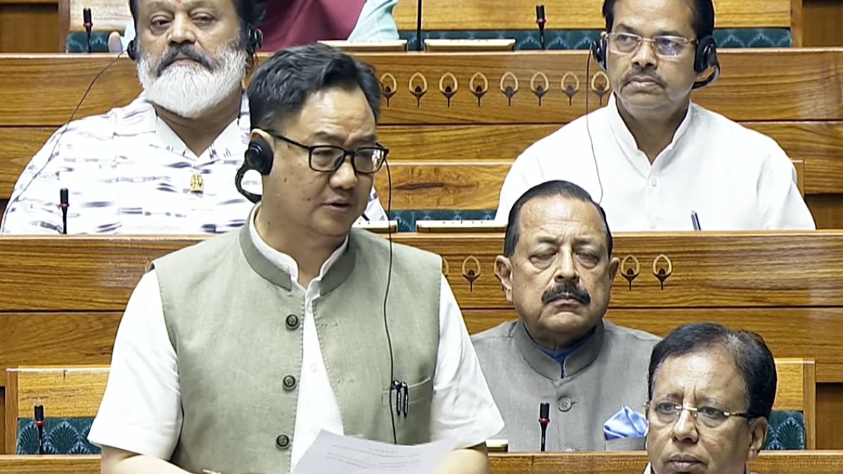 Kiren Rijiju addresses Lok Sabha during Monsoon session