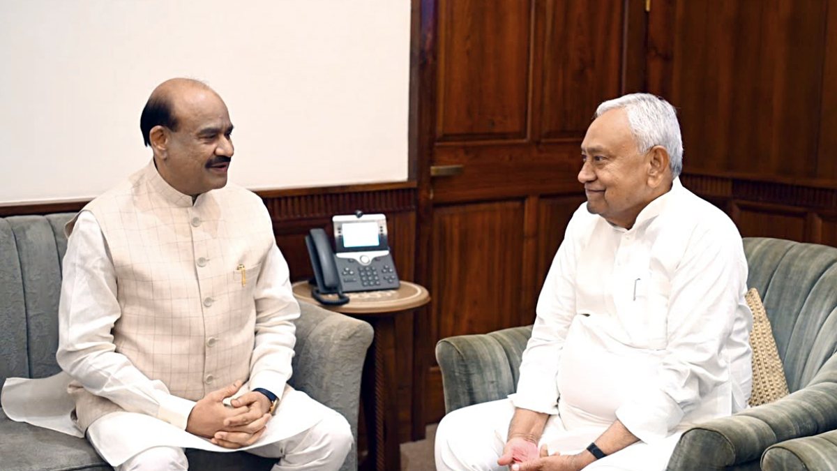 Om Birla meets Nitish Kumar at Parliament House