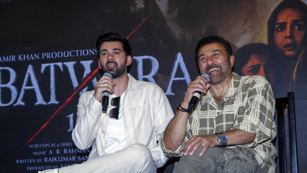 Sunny Deol and son Karan promote Batwara 1947 in Ahmedabad