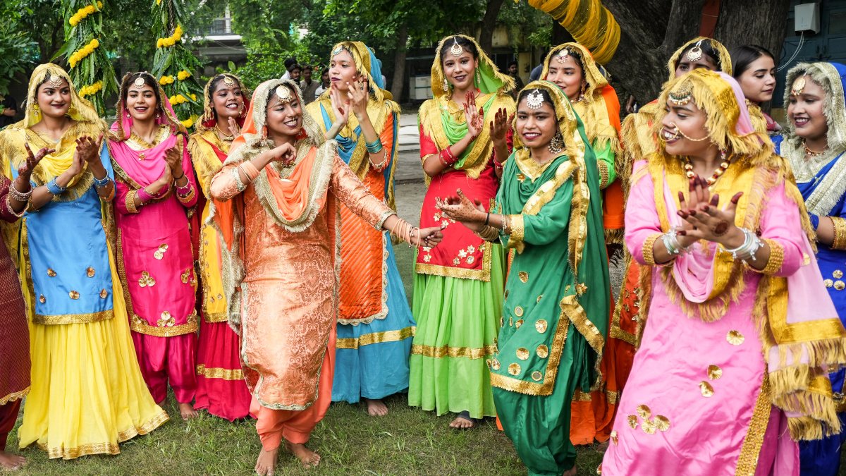 College girls perform Gidha at Teej festival in Amritsar