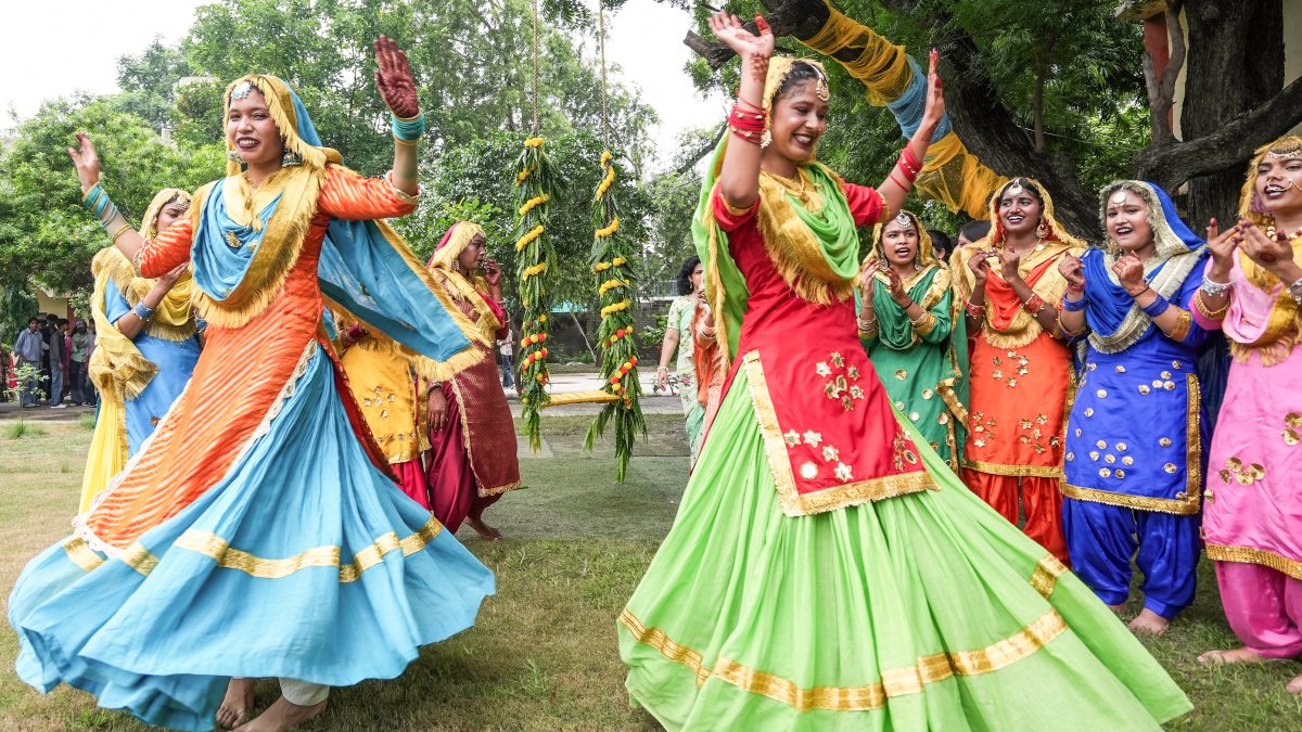 College girls perform Gidha at Teej festival in Amritsar