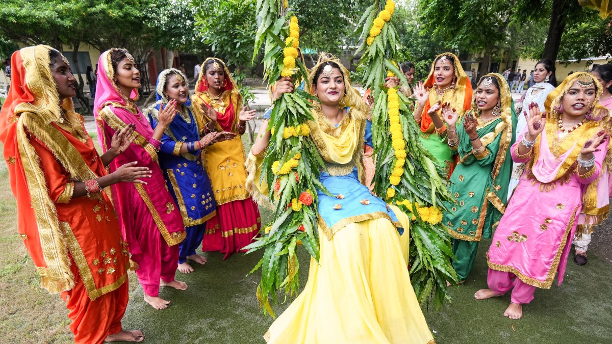 College girls perform Gidha at Teej festival in Amritsar