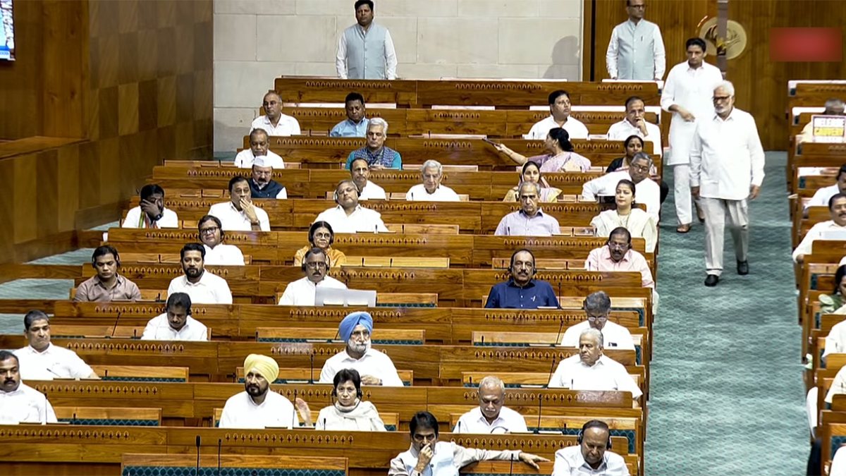 Congress MPs gather in Lok Sabha during Monsoon Session