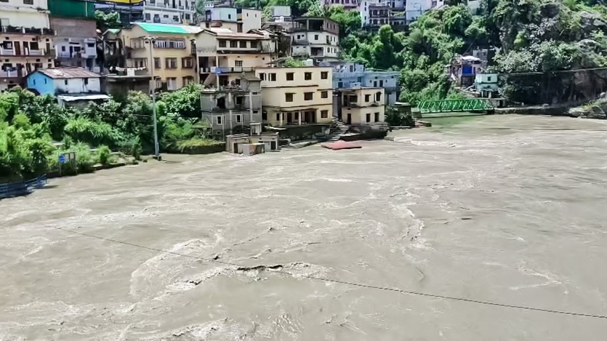 Alakhnanda and Mandakini rivers in spate following continuous rainfall, in…