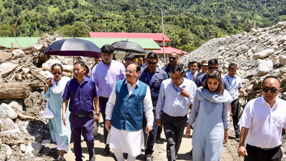 JP Nadda inspects flood-hit areas in Arunachal Pradesh