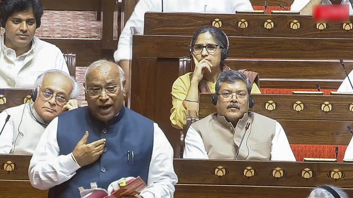 Kharge speaks in Rajya Sabha during Monsoon session