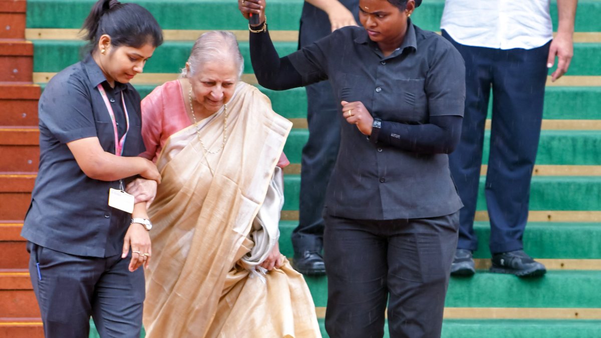 Sumitra Mahajan arrives at Parliament for monsoon session