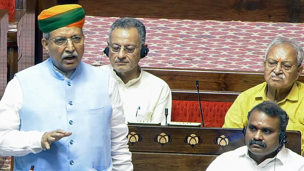 Union minister Arjun Ram Meghwal addresses Rajya Sabha