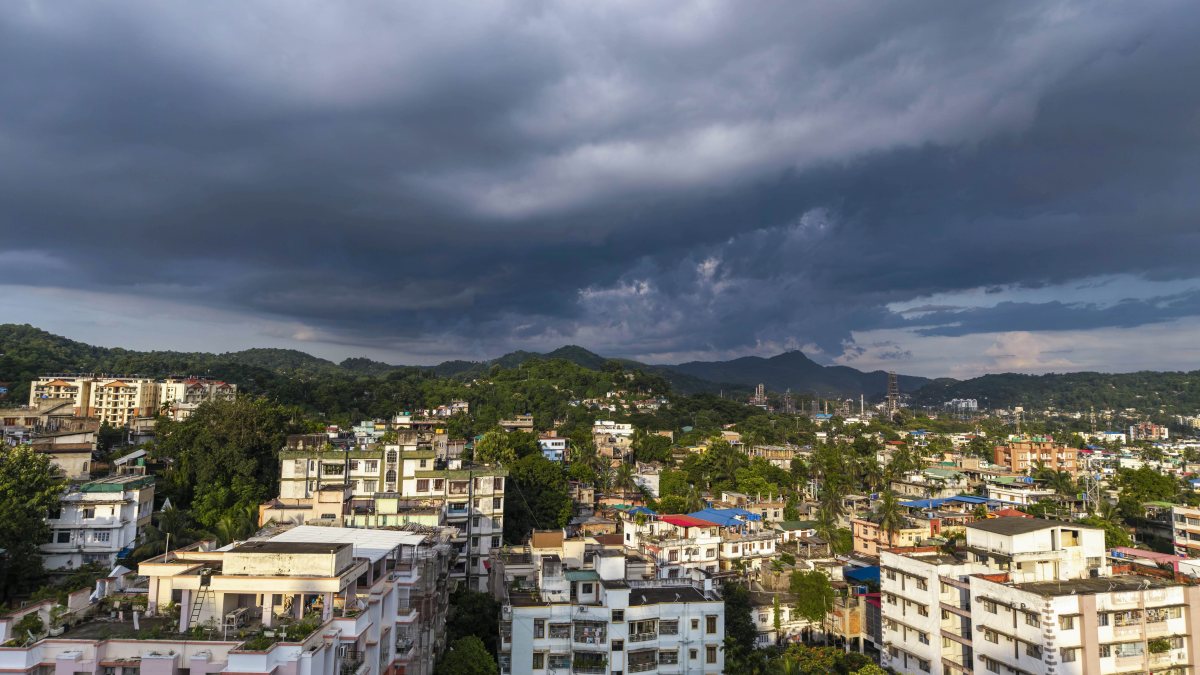 Monsoon storm clouds loom over Guwahati skyline