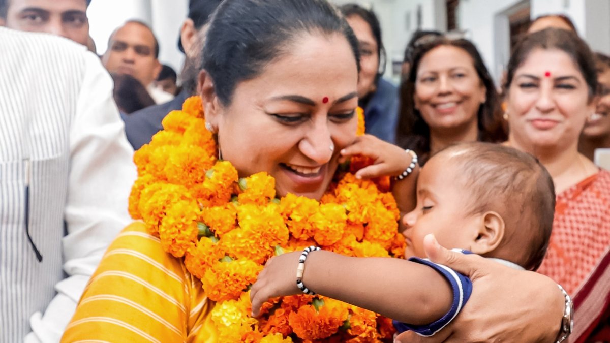 Delhi CM Rekha Gupta interacts with women at Assembly
