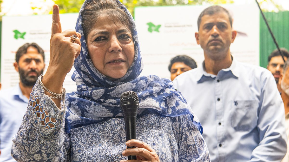 PDP chief Mehbooba Mufti addresses party meet after FIR against daughter