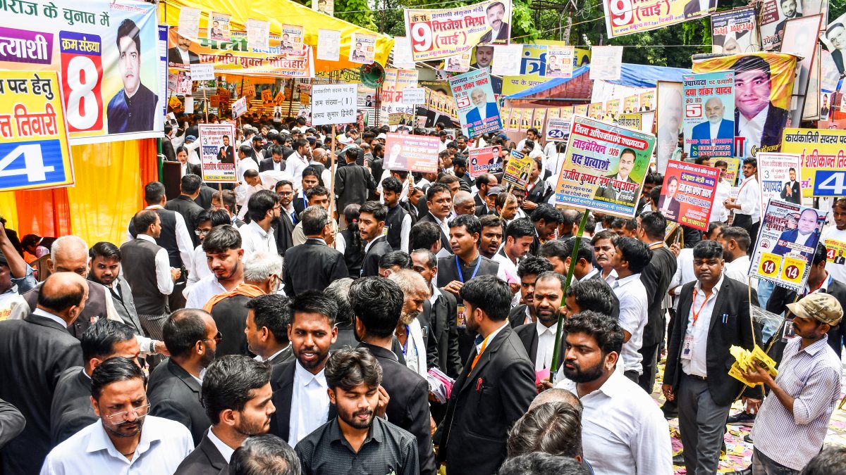 Advocates cast votes in Prayagraj bar association election