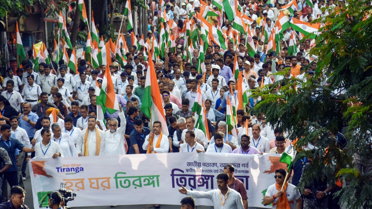 West Bengal CM Suvendu Adhikari leads Har Ghar Tiranga rally in Kolkata