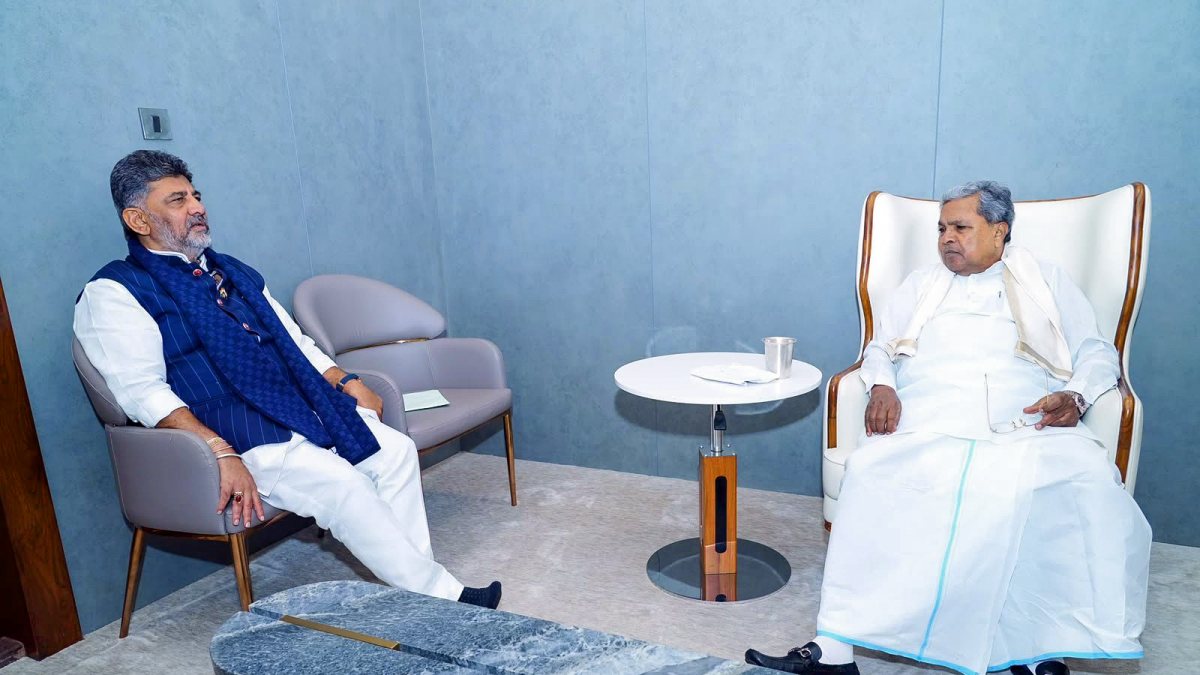 Karnataka CM Shivakumar meets Siddaramaiah amid portfolio tussle