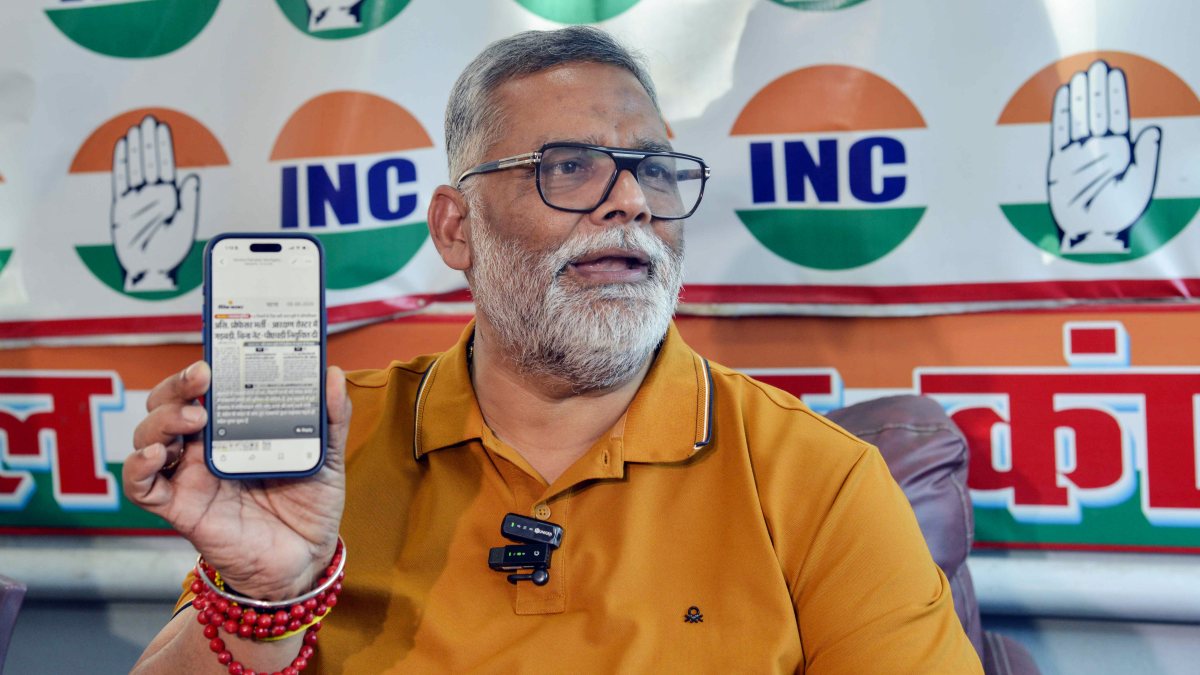 Purnia MP Pappu Yadav addresses press conference in Patna