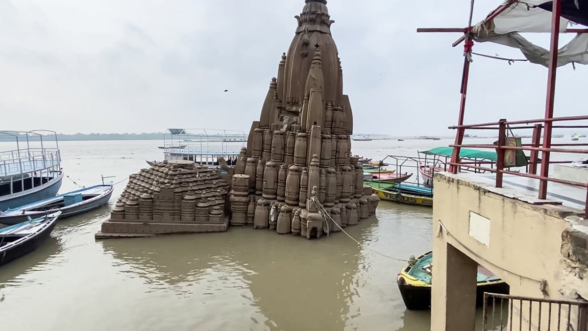 Ganga submerges temple steps in Varanasi after heavy rain