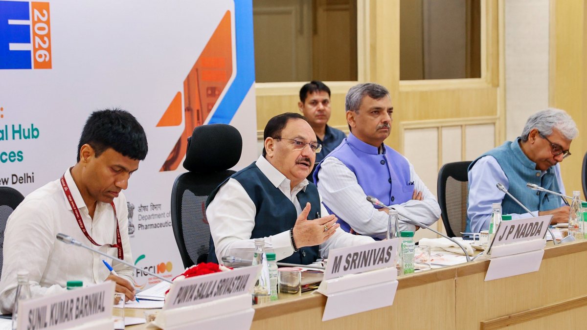 Health Minister JP Nadda addresses CEO Roundtable at India Medical Device 2026
