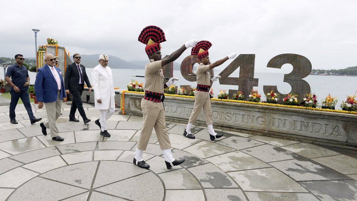 VP hoists flag at Flag Point in Sri Vijaya Puram