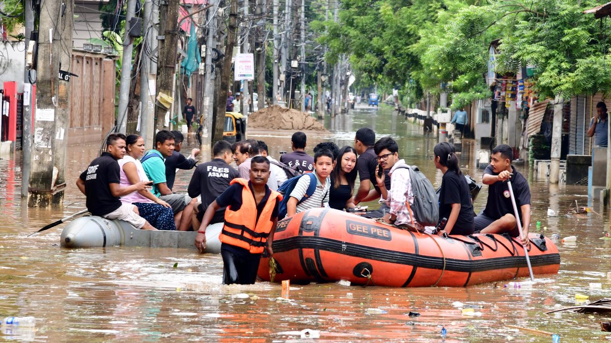 Assam rescue teams deploy boats as floods hit Guwahati streets
