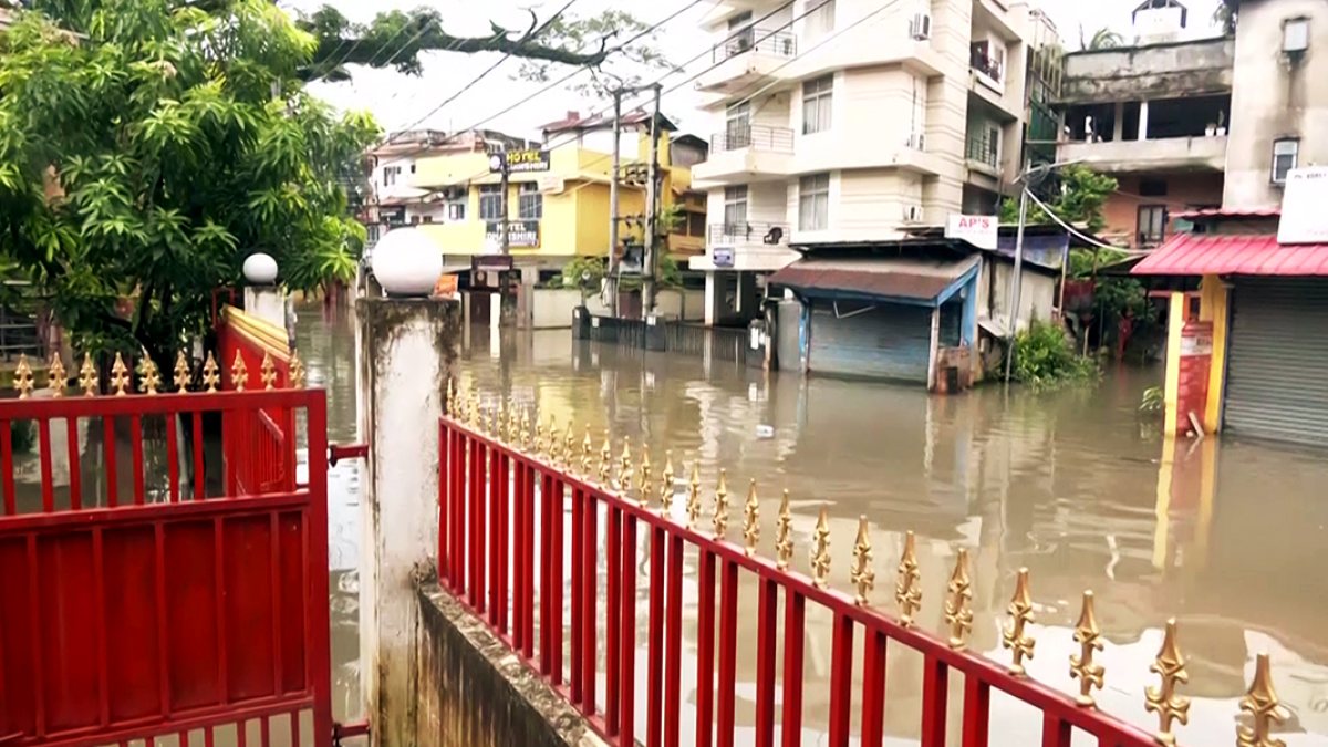 Guwahati streets flooded amid heavy rains in Rukminigaon