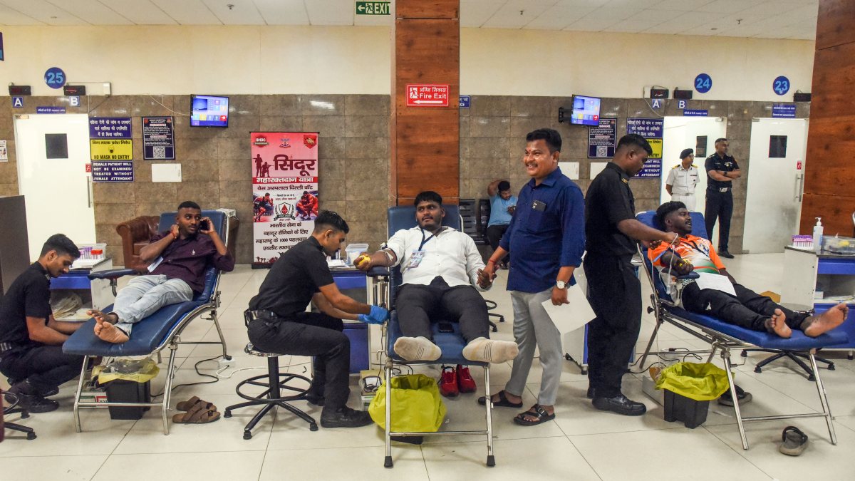 Army personnel donate blood at Delhi Cantt camp