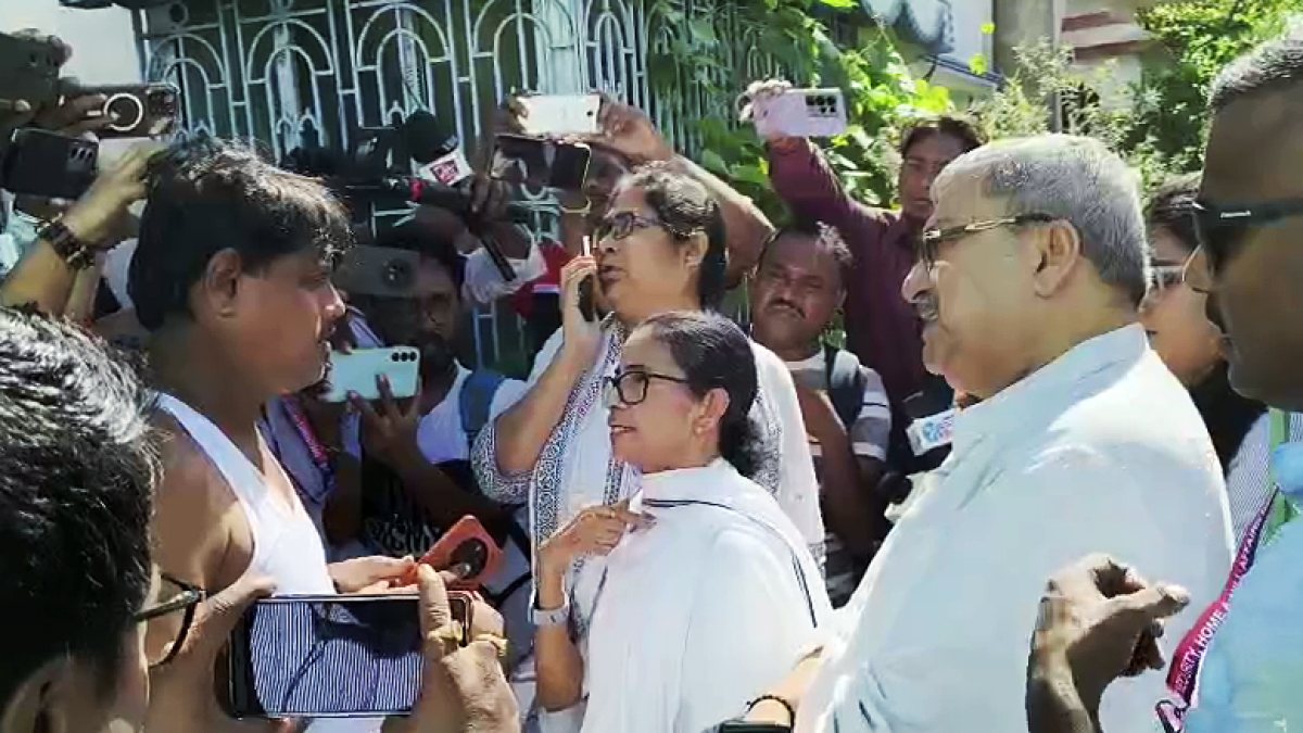 Former West Bengal Chief Minister Mamata Banerjee speaks to the media following…