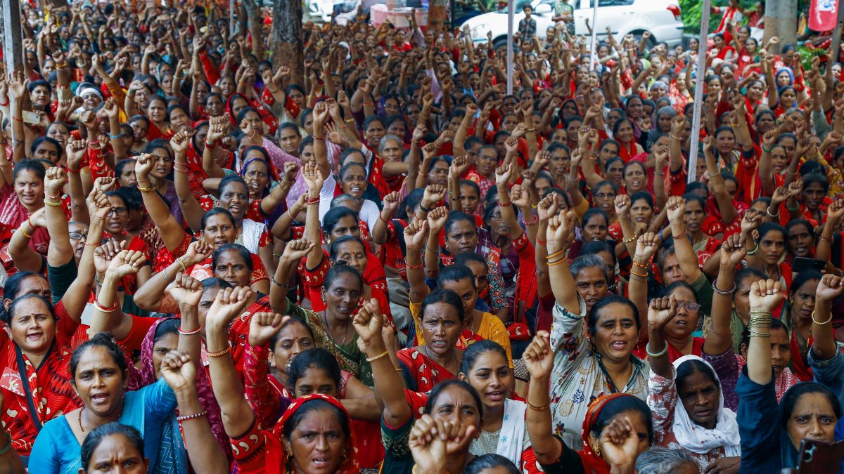 Health workers protest in Ahmedabad for demands