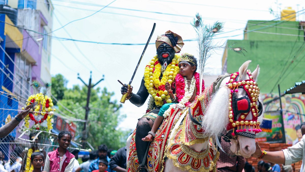 Devotees in traditional attire join temple procession in Chennai