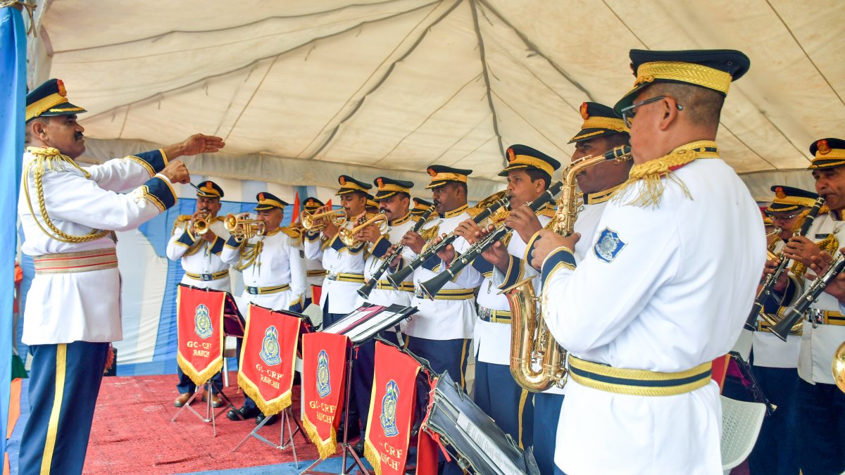 CRPF band performs during Tiranga Yatra in Ranchi