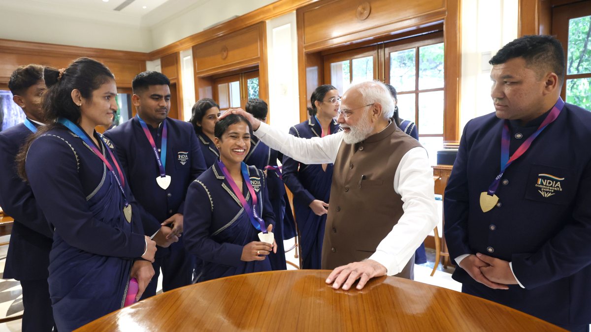 PM Modi meets CWG 2026 silver medalist Gyaneshwari Yadav