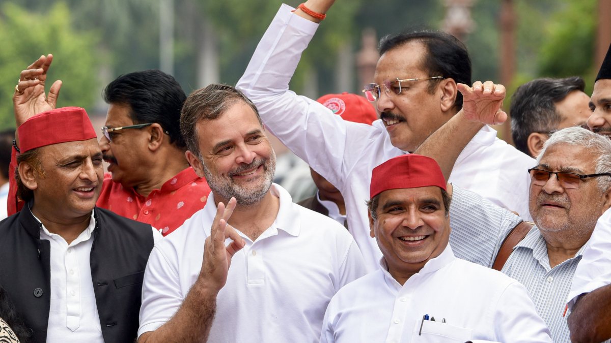 Opposition MPs protest in Delhi over CJP action, Ram Mandir funds