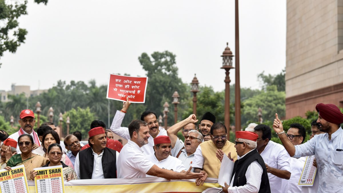 Opposition MPs protest in Parliament over CJP action, Ram Mandir funds
